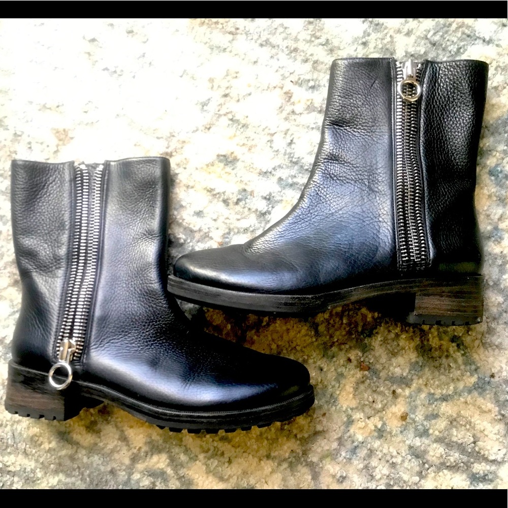 Vince Camuto Elenah black leather moto boot